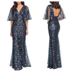 Dress the Population / NWT lace sequin cape dress